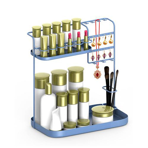 Rack de armazenamento de joias para cosméticos de camada dupla